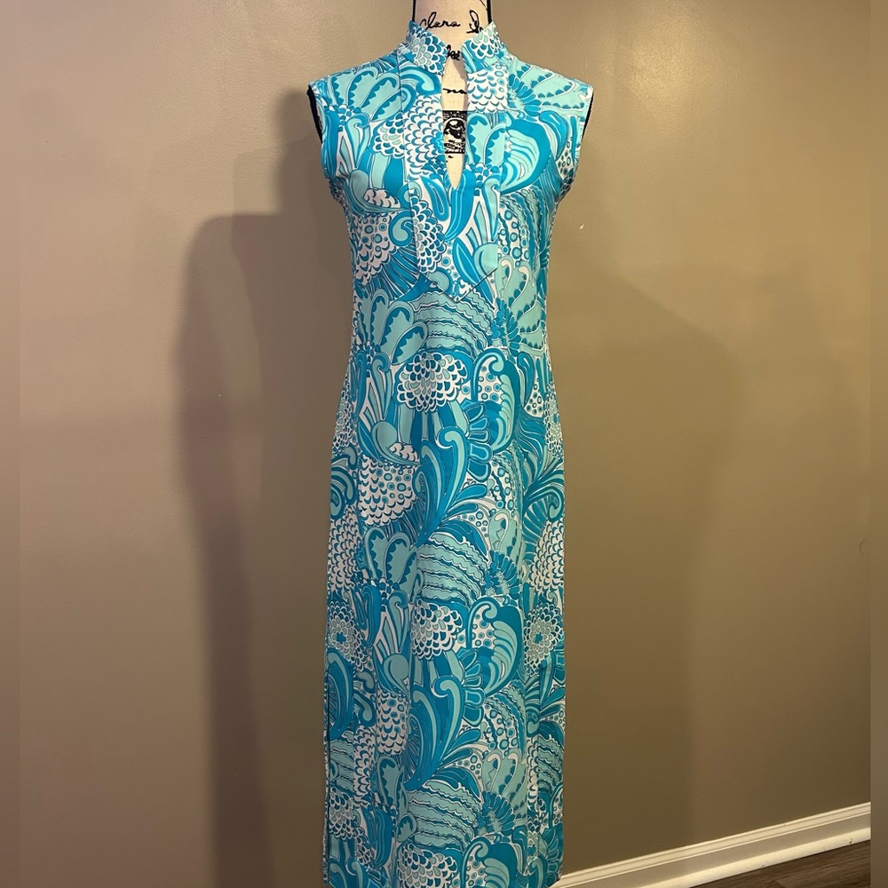 Jude Connally Turquoise & White Printed Midi Dress - Picture 11 of 16